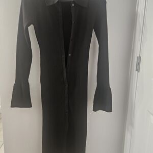 MICAS Elegant Black Long Sleeve Dress